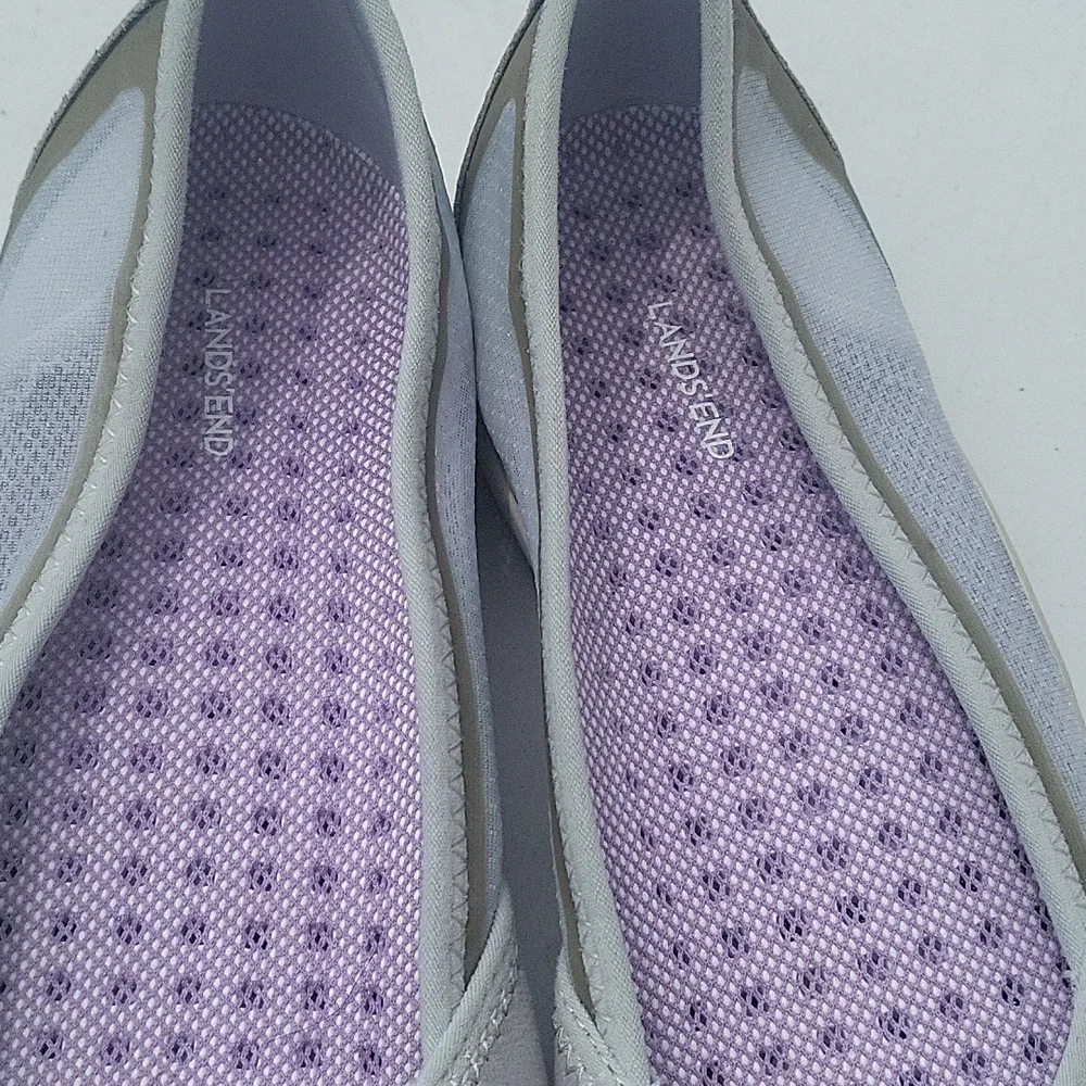 Lands' End Gray Slip-On Ballet Flats with Lavender Insoles